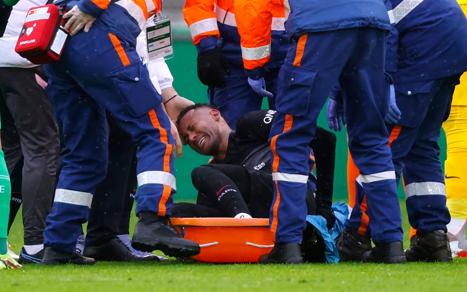 And the PSG hitman had to be carried off the pitch on a stretcher