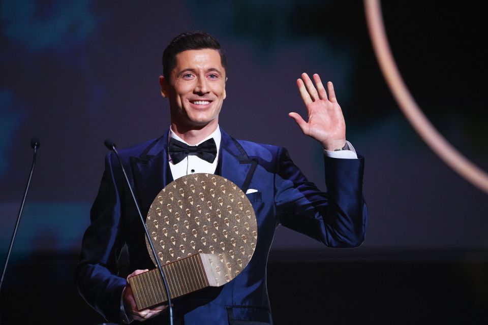 Robert Lewandowski was named the world's best striker