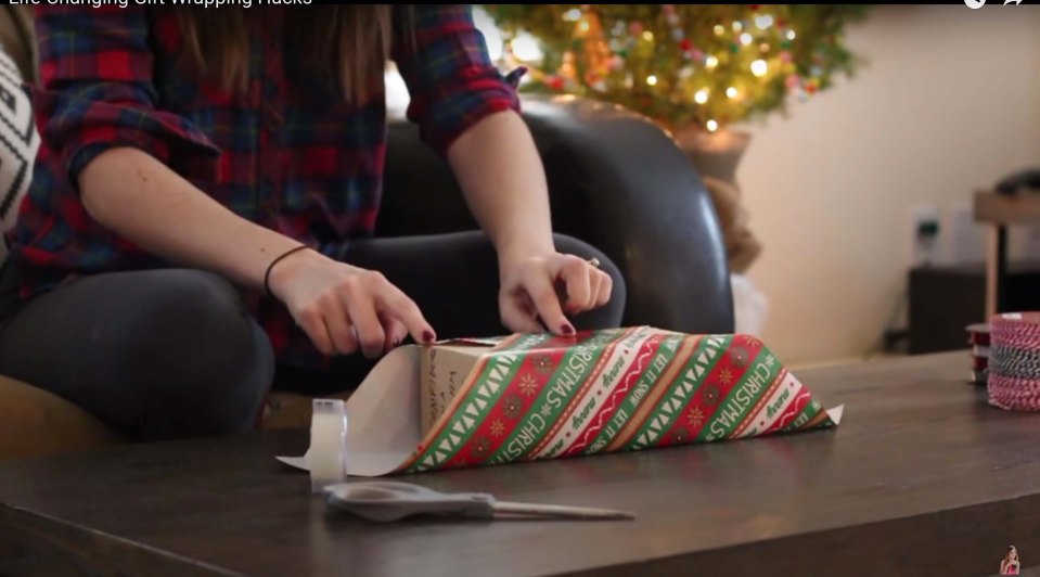 Move a square or rectangular present diagonally to wrap it easily