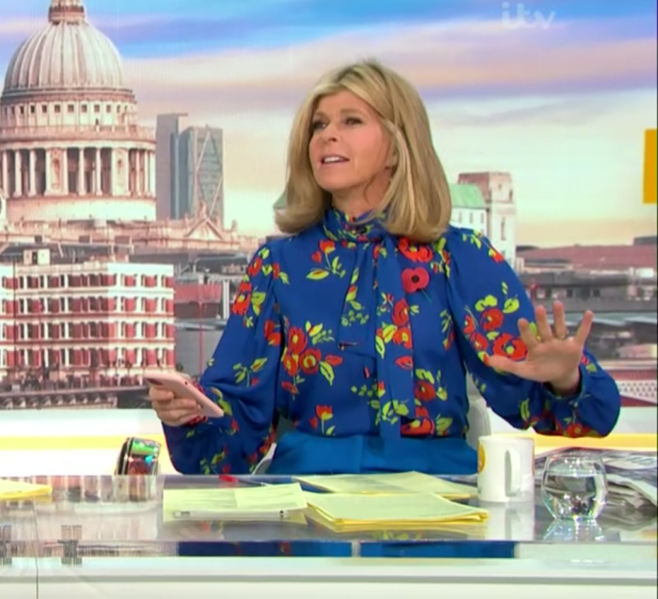 Kate Garraway was caught out again on Good Morning Britain as her phone alarm went off twice today