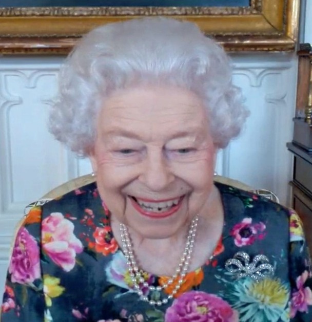 The monarch beamed as she gave a virtual audience from Windsor last week