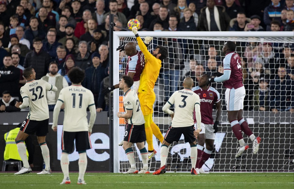 The Liverpool keeper felt he was blocked off for West Ham's opener against Liverpool