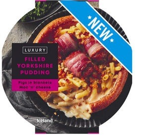 Save £1 on a combo of Yorkshire pudding with pigs in blankets and mac ’n’ cheese  from Iceland