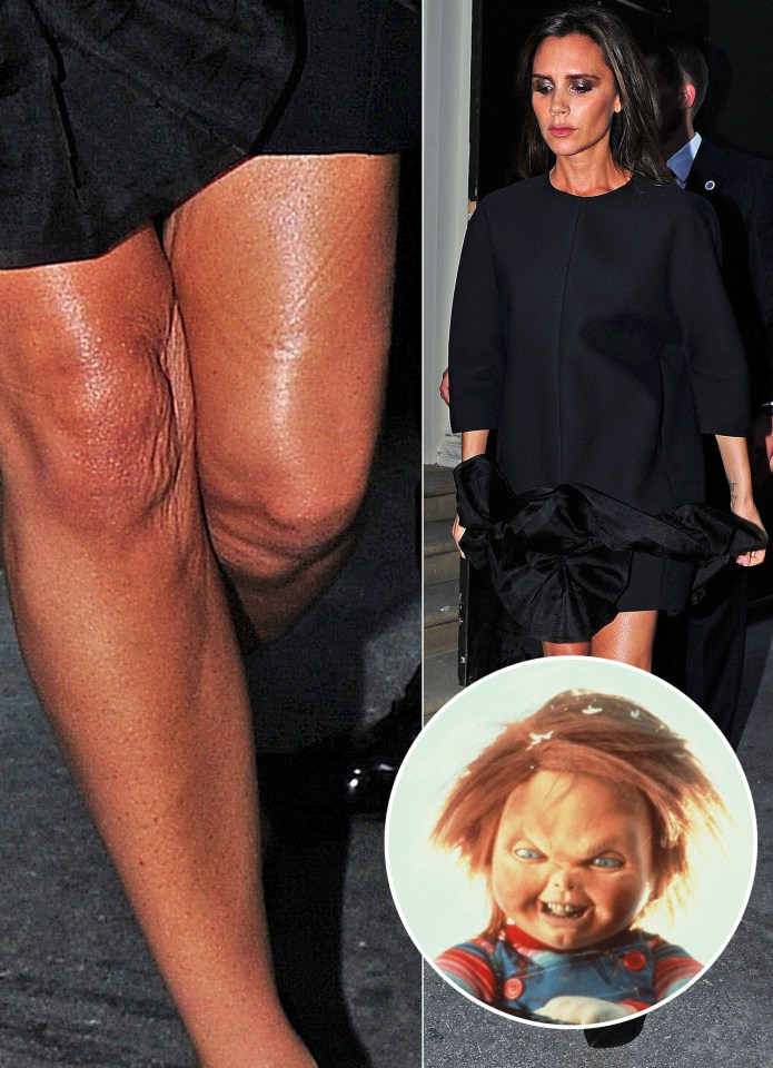 Scary with a knee that screams Chucky from horror film Child's Play