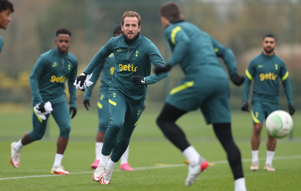 Tottenham trained ahead of their penultimate Europa Conference League game this week