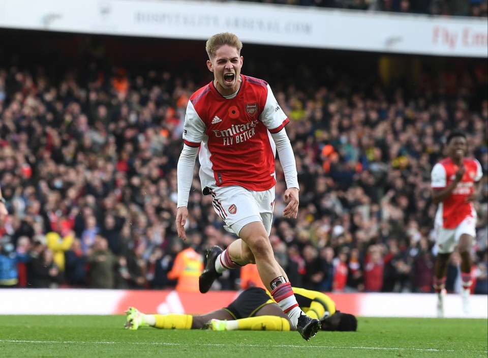 Arsenal starlet Emile Smith Rowe, 21, has four Premier League goals to his name this season