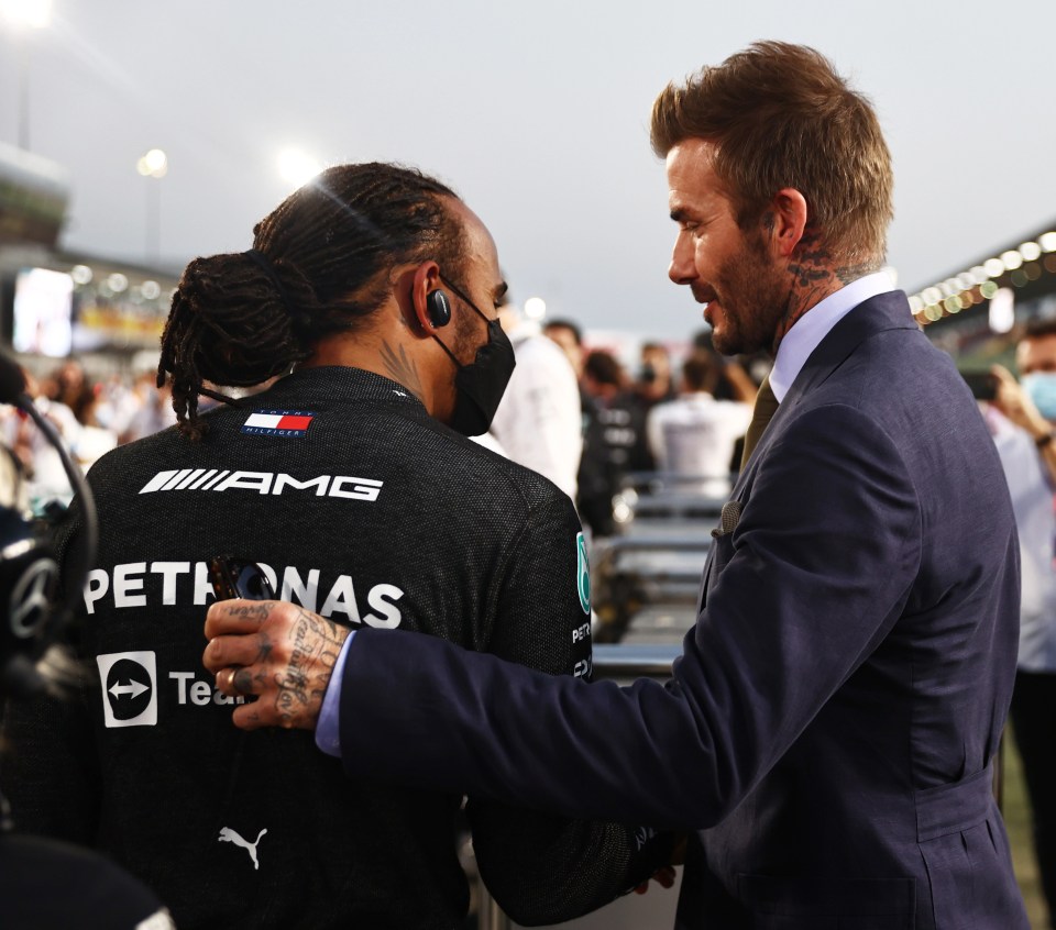 Beckham did catch up with his pal Lewis before the Qatar GP