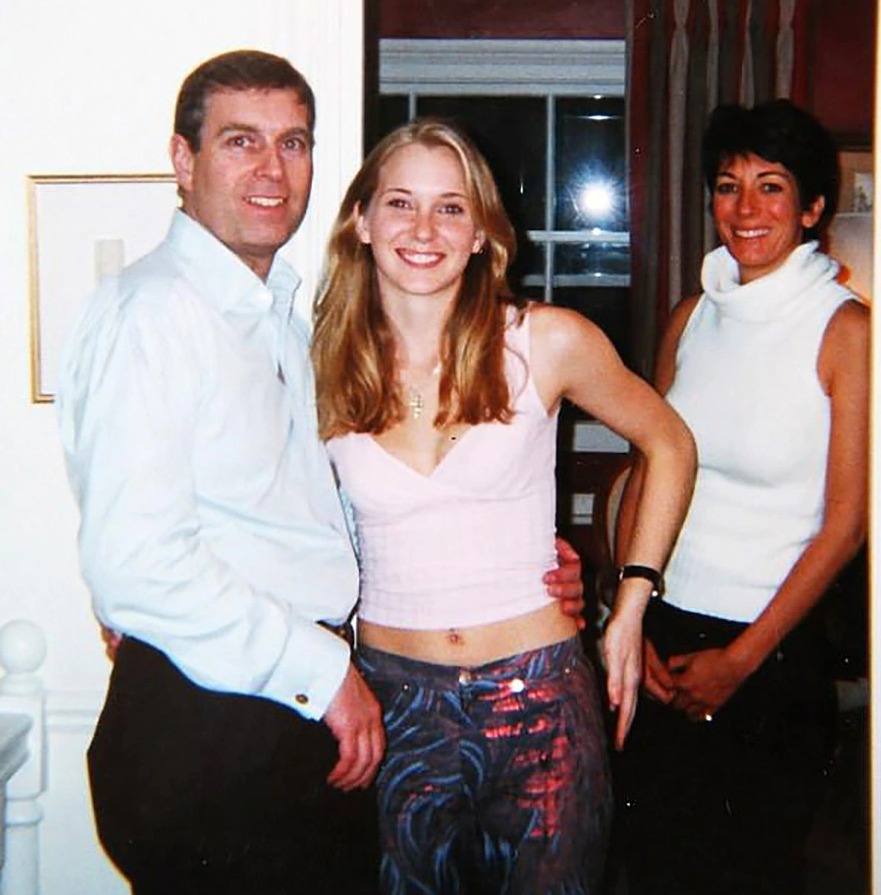 The infamous picture showing Ghislaine Maxwell, Prince Andrew and Virginia Roberts