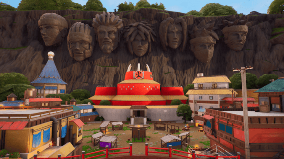 The Naruto Featured Hub includes iconoc locations in the Hidden Leaf Village Adventure Map