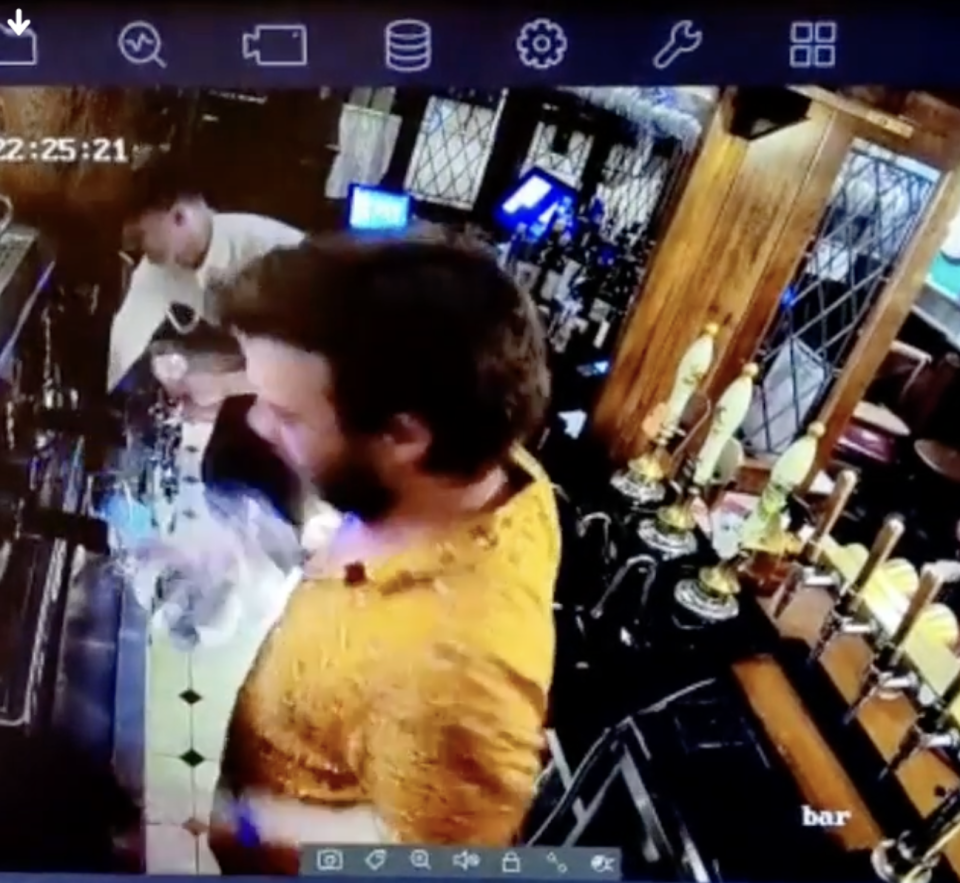 CCTV caught the moment the tankard mysteriously fell