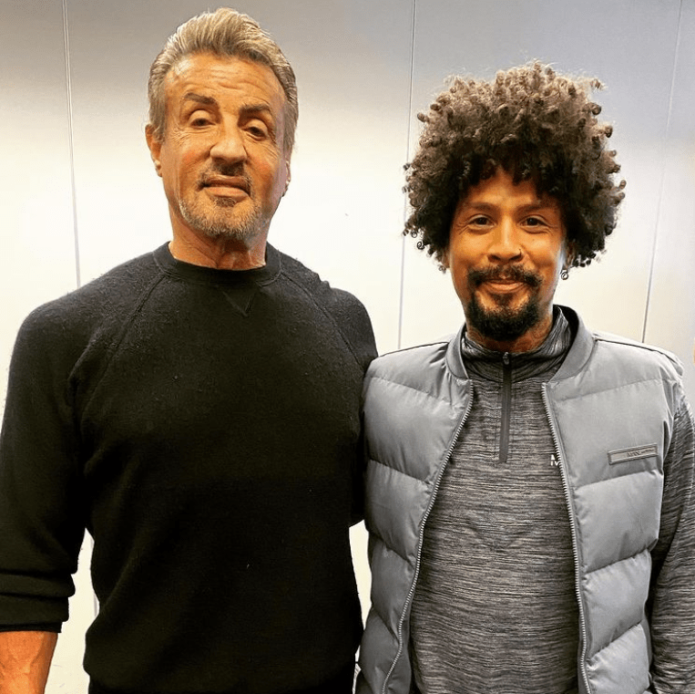 Cleveland still enjoys a showbiz life – seen here with Sly Stallone