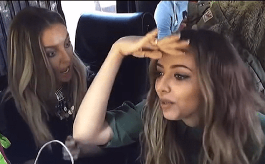 Perrie and Jade were having fun on the tour bus