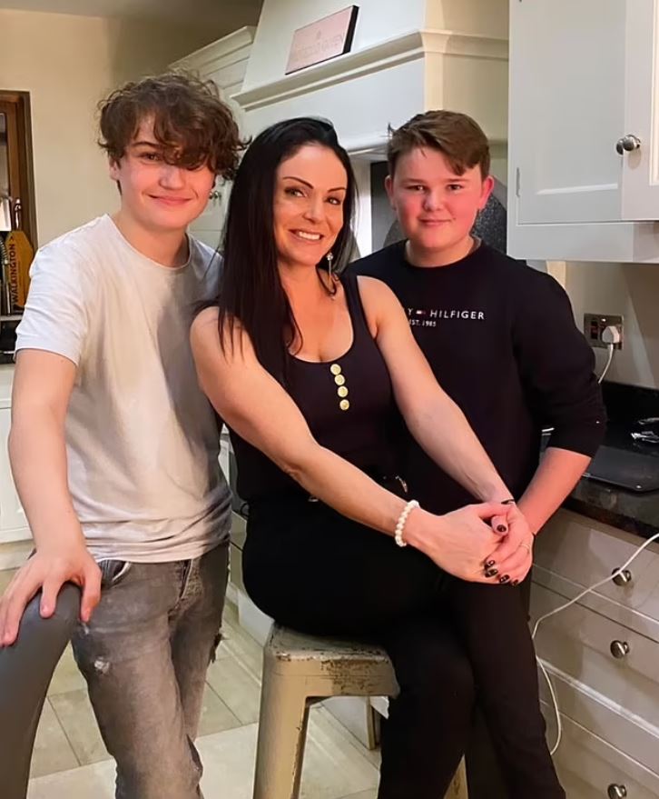 Marilyse pictured with her sons Josh and Callum