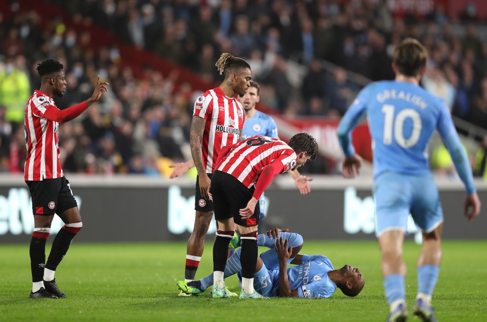 Ivan Toney was involved in a clash with Fernandinho