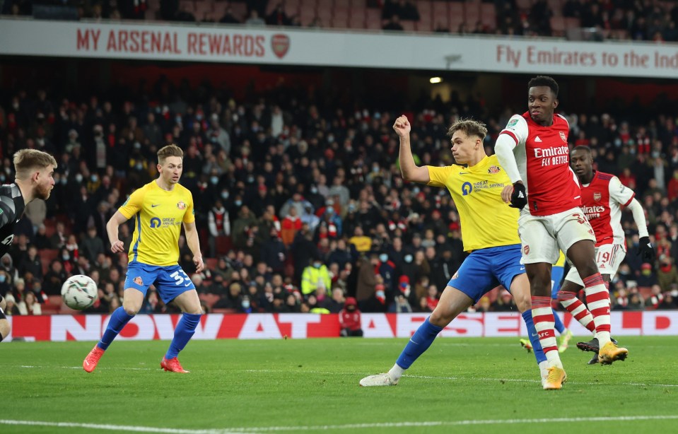 Nketiah scored his second of the nights just minutes after the restart