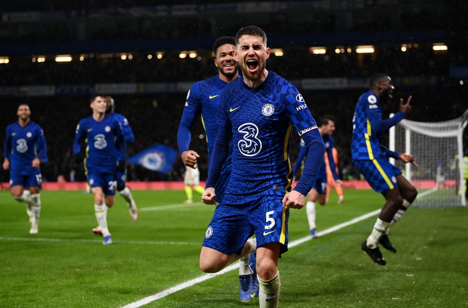 Jorginho leads the celebrations as Chelsea snatch a late win