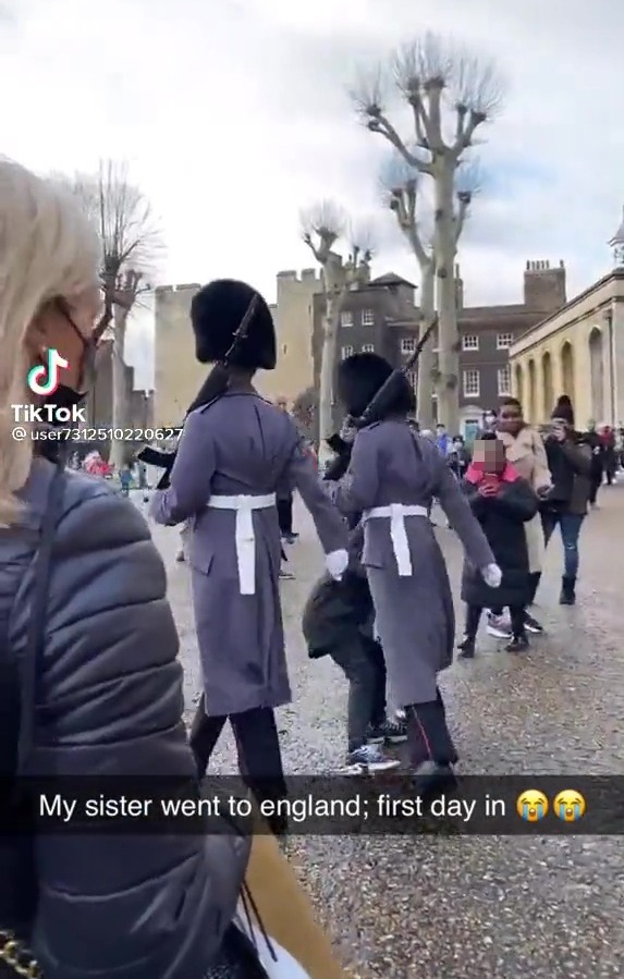 A Royal Guard was recorded running into a little boy during a routine march at the Tower of London