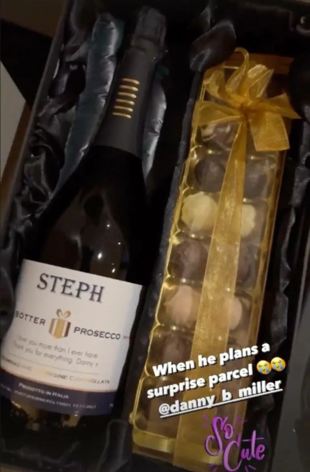 She posted a picture of the prosecco and chocolates he had sent