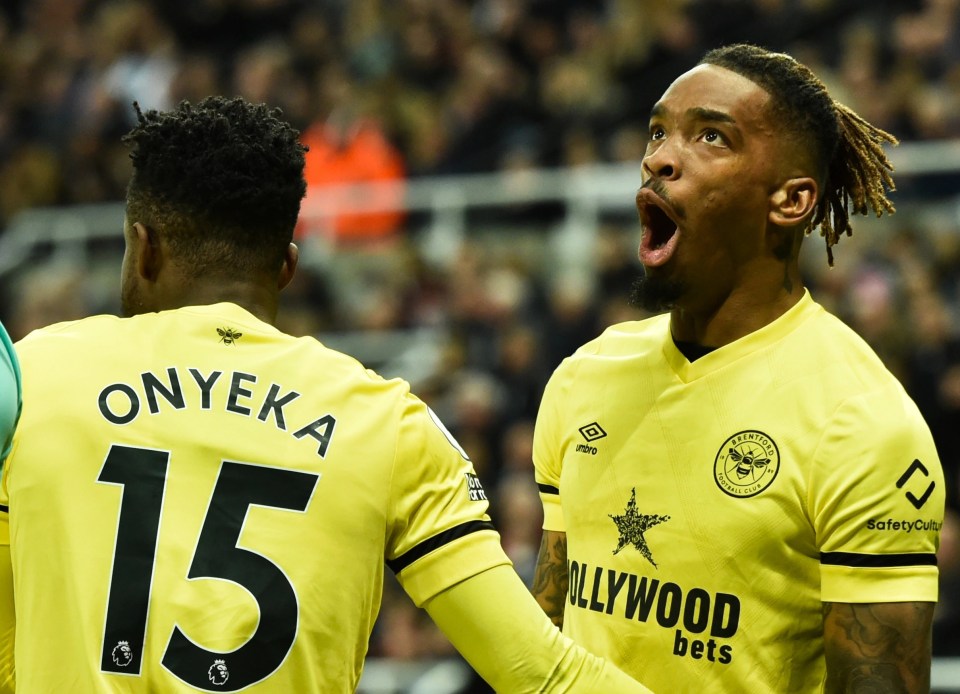 Ivan Toney, right, has scored four goals in 13 Premier League games this season