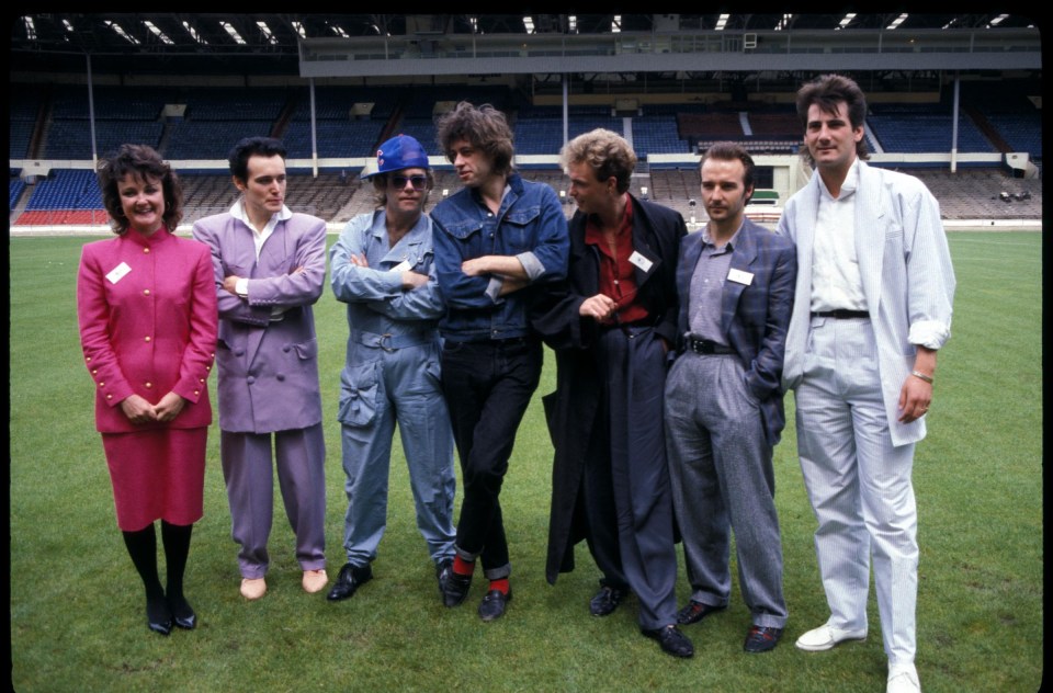 Long at Live Aid with Adam Ant, Elton John, Bob Geldof, Gary Kemp, Midge Ure and Tony Hadley