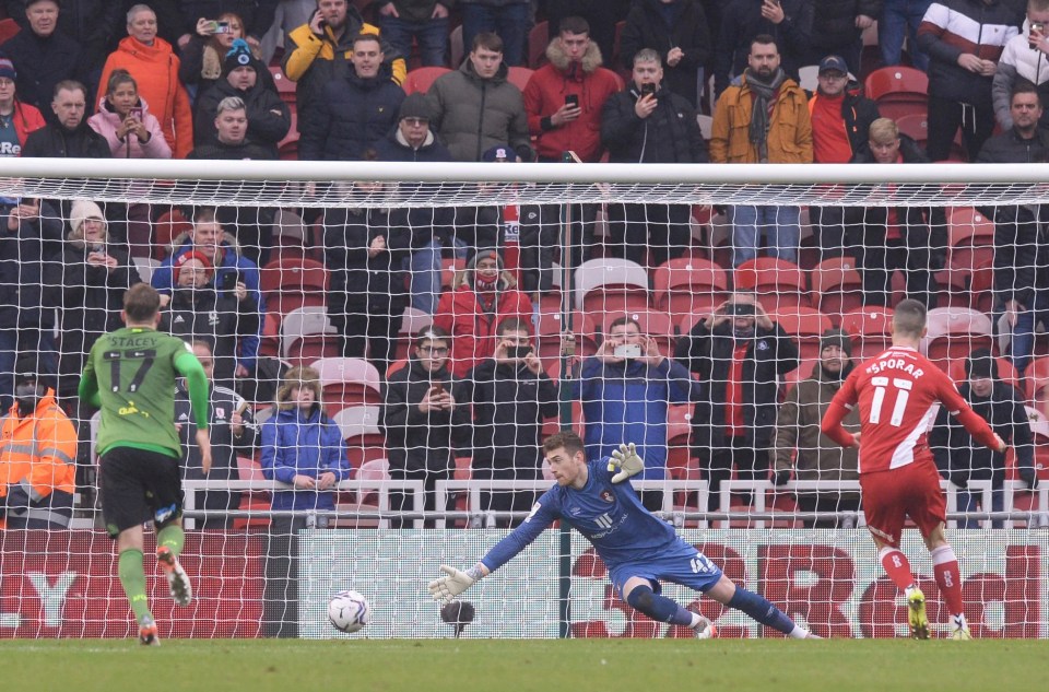 Andraz Sporar's penalty fired Middlesbrough to victory over promotion-chasing Bournemouth