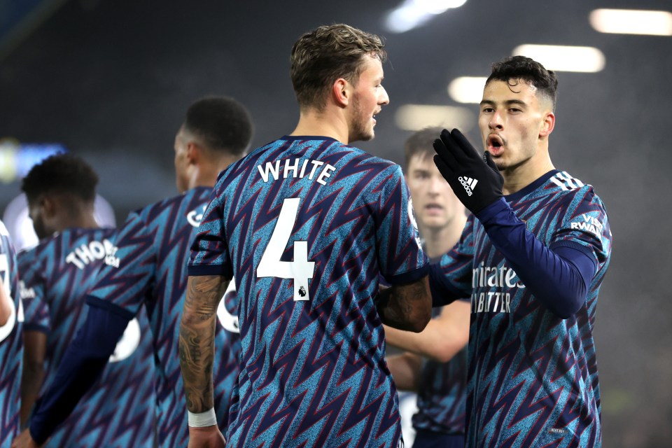 Gabriel Martinelli (right) starred as the Gunners beat Leeds last time out