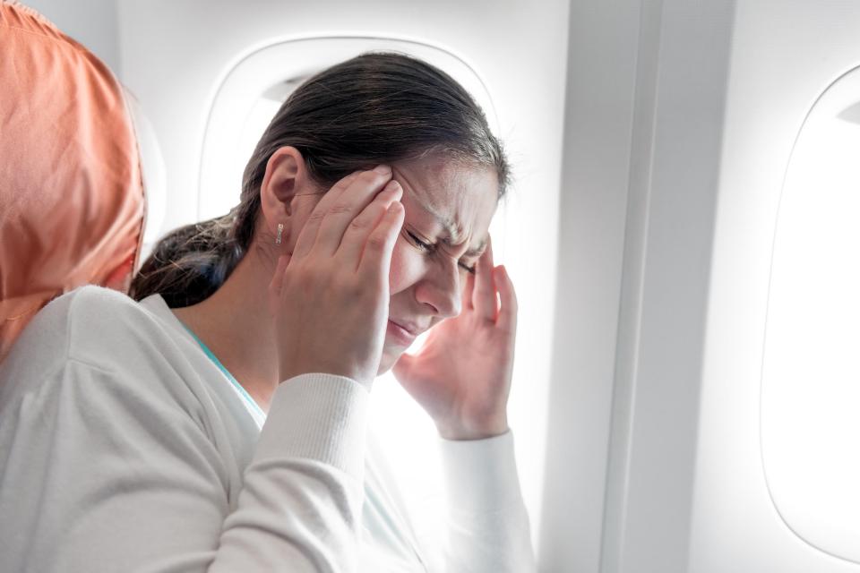 The change in air pressure on a flight can cause ear pain if you've got a cold