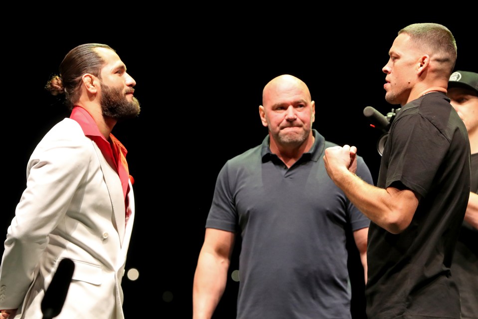 Jorge Masvidal, UFC president Dana White and Nate Diaz