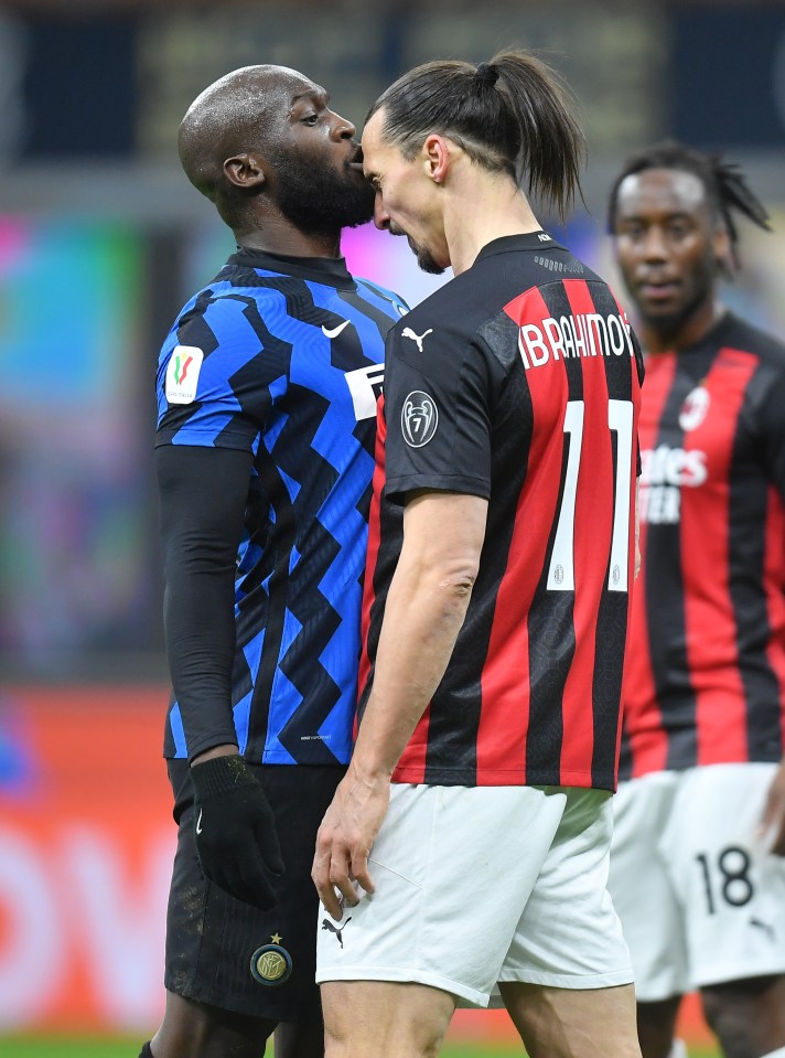 Zlatan Ibrahimovic and Romelu Lukaku clashed heads during the Milan derby earlier this year