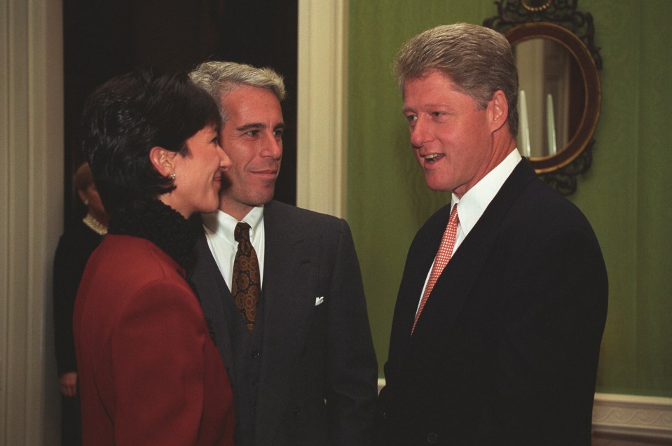 Jeffrey Epstein and Ghislaine Maxwell with former US President Bill Clinton during a tour of the White House