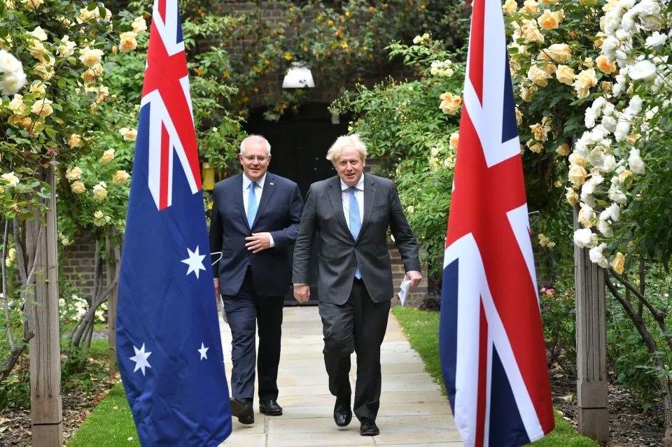 Boris Johnson and Scott Morrison paved the way for the deal earlier this year