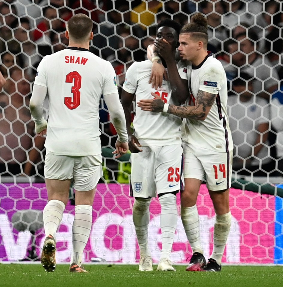 Phillips consoled Saka after his penalty miss but stayed on the pitch to watch Italy celebrate as motivation