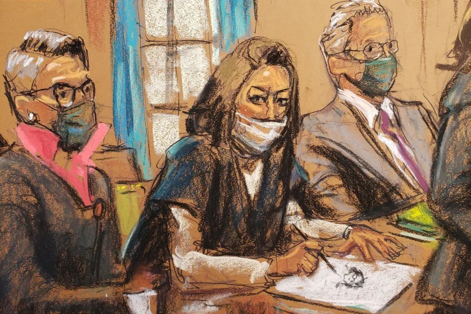 Maxwell raised eyebrows as she started sketching court artists during the trial 