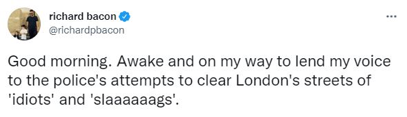 In this tweet, for instance, he was actually referring to a comedy term used in banter between men, made popular by sitcom Gavin & Stacey