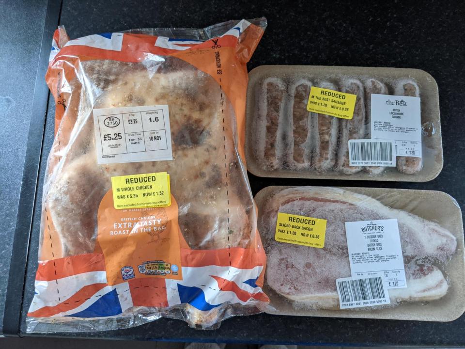 Jo takes advantage of yellow sticker deals, with her family enjoying smoked salmon, chicken and luxury mince pies