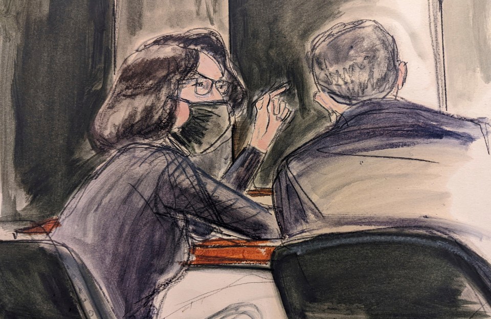 Court sketch of Ghislaine Maxwell appearing in New York