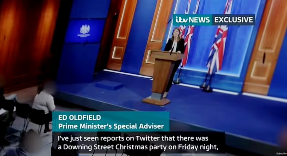 The footage showed a mock press conference taking place in the No9 briefing room