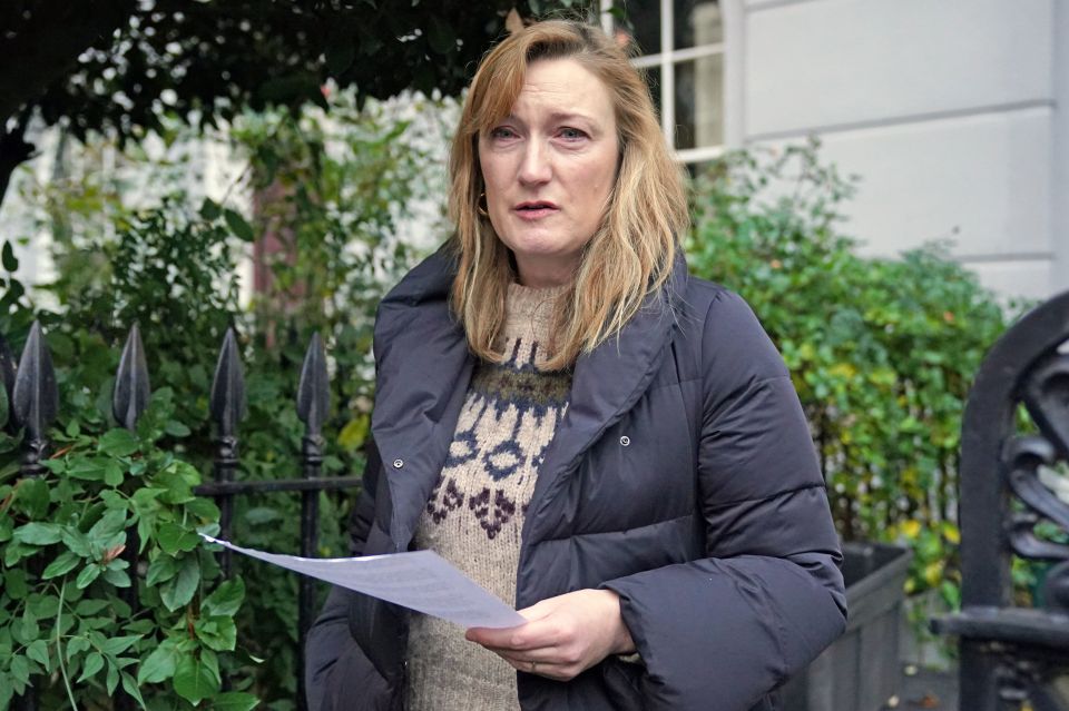 Allegra Stratton was in tears as she read a resignation statement outside her house