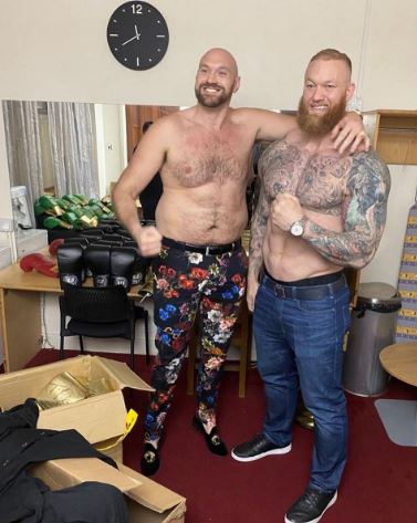 Tyson Fury met his match as he posed with Game of Thrones giant Hafthor Bjornsson