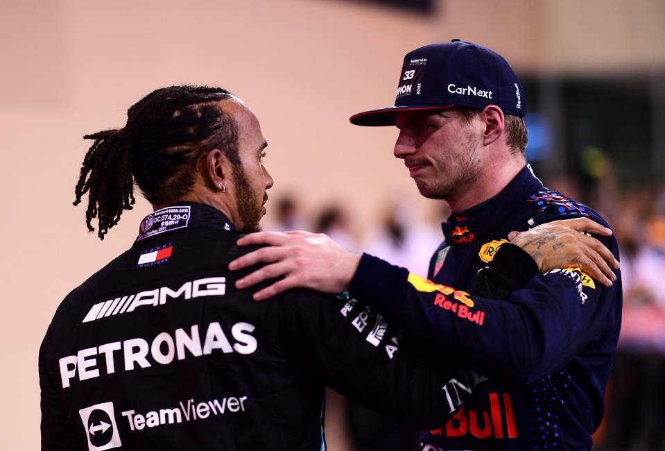 Hamilton and Verstappen embraced after the race