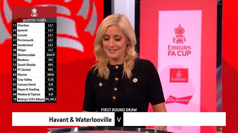 When No75 was drawn, Hipgrave also confused Havant and Waterlooville as Torquay United.