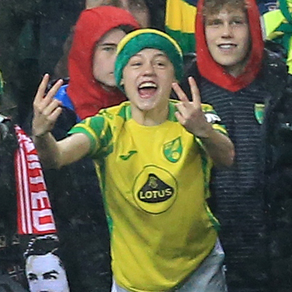 Norwich fan Loui Carter,14, was caught on camera giving the V-sign to Cristiano Ronaldo