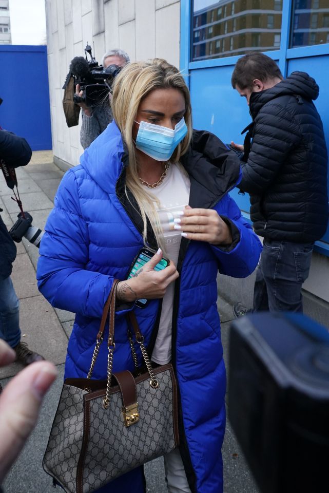 Katie Price arriving at Crawley Magistrates' Court in West Sussex to find out her fate