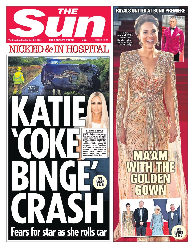 The Sun’s report of Katie Price’s crash