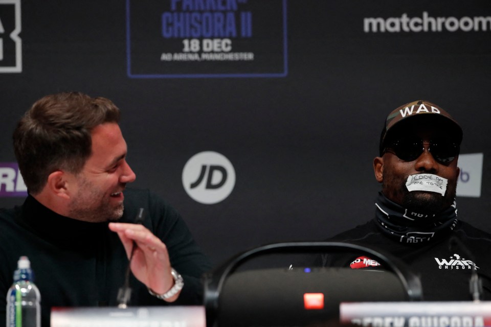 Chisora's tape bore a message telling Eddie Hearn to pay up in order to talk