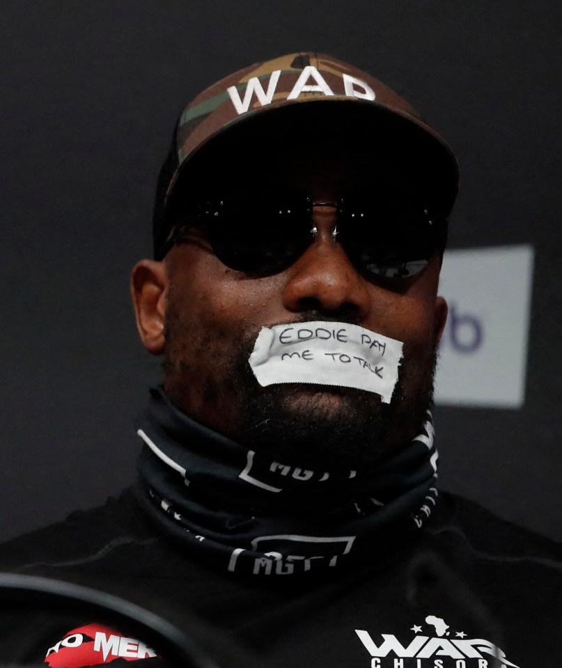 Derek Chisora taped his mouth ahead of his fight against Joseph Parker