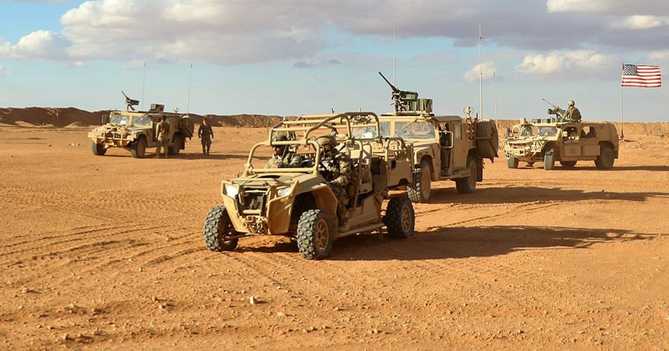 Armoured vehicles near Al-Tanf in southern Syria