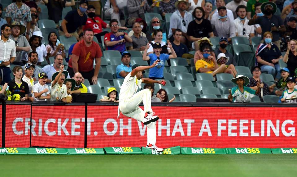 Mitchell Starc falls over