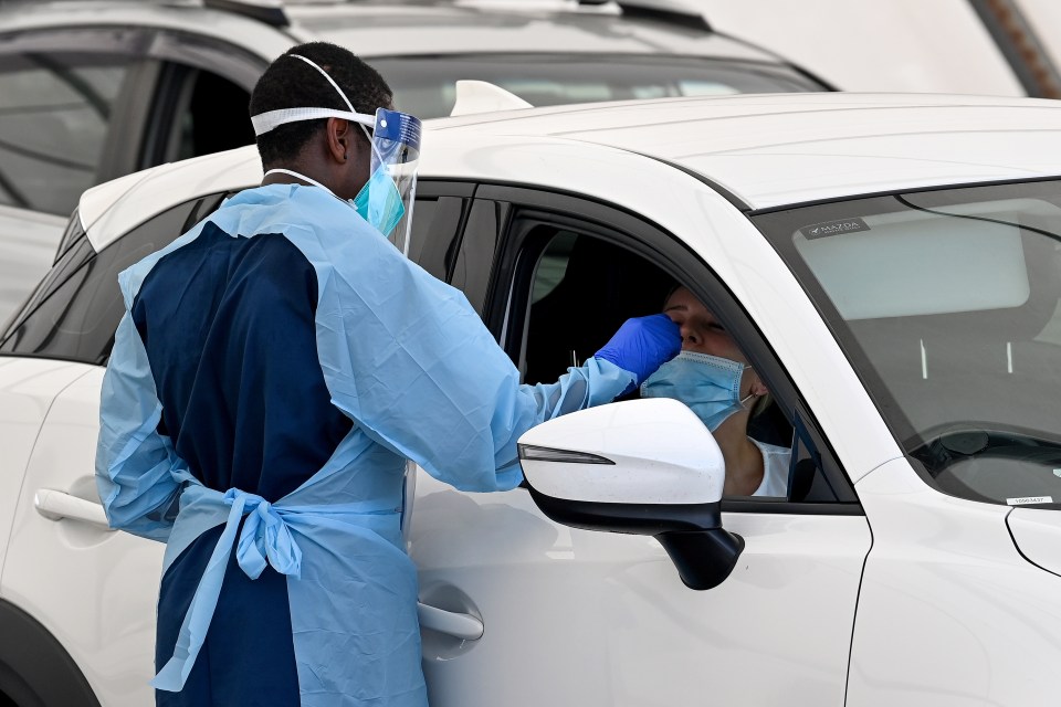 St Vincent’s Hospital drive-through testing clinic at Bondi Beach in Sydney