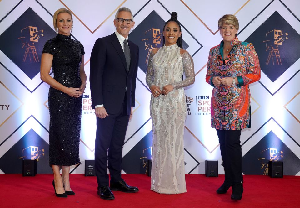 Gabby Logan, Gary Lineker, Alex Scott and Clare Balding presented the awards for the BBC